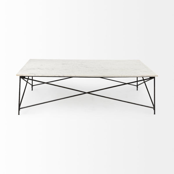 Mercana Lorlei Coffee Table with Elegant Marble Top and Sturdy X-Shaped Metal Base for Modern Living Spaces 69246-AB