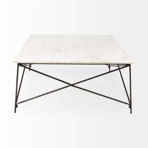 Mercana Lorlei Coffee Table with Elegant Marble Top and Sturdy X-Shaped Metal Base for Modern Living Spaces 69246-AB