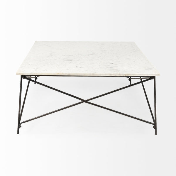 Mercana Lorlei Coffee Table with Elegant Marble Top and Sturdy X-Shaped Metal Base for Modern Living Spaces 69246-AB