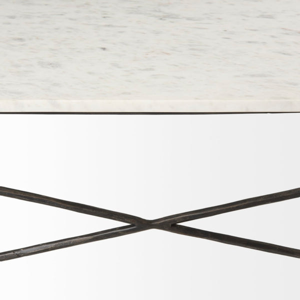 Mercana Lorlei Coffee Table with Elegant Marble Top and Sturdy X-Shaped Metal Base for Modern Living Spaces 69246-AB
