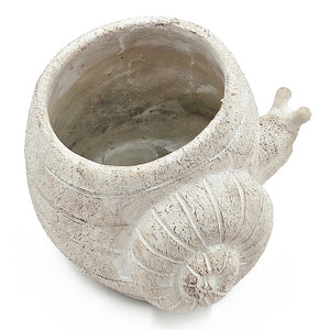 English Elm 9.5x8.3x6" Decorative Sand & Cement Snail Planter with Textured Beige Finish, Spiral Shell Accent for Succulents W2078P334757