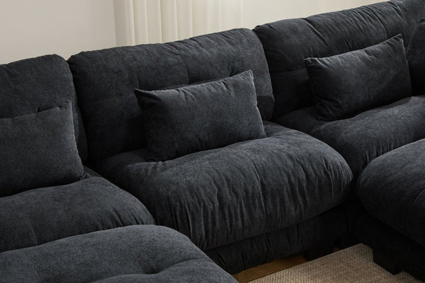 English Elm United We Win U-Shaped Modular Cloud Couch With 2 Ottomans & Bolster Pillows For Ultimate Comfort W1568S00196-GIGA