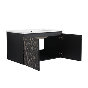 English Elm 30'' Floating Wall-Mounted Bathroom Vanity With Ceramic Sink & Soft-Close Doors For Modern Spaces P3 W999S00211-GIGA