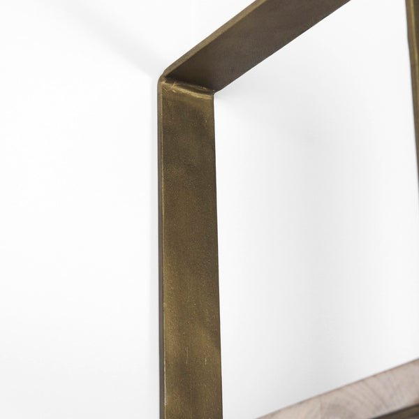 Mercana Taunton Industrial Six-Shelf Unit: Stylish Vertical Storage for Modern and Rustic Interiors, 90" Tall Light Brown Wood | Gold Metal 69230-AB