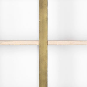 Mercana Taunton Industrial Six-Shelf Unit: Stylish Vertical Storage for Modern and Rustic Interiors, 90" Tall Light Brown Wood | Gold Metal 69230-AB