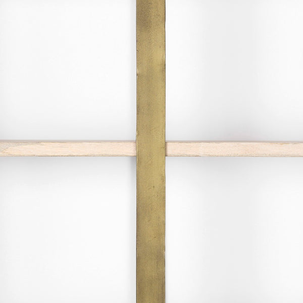 Mercana Taunton Industrial Six-Shelf Unit: Stylish Vertical Storage for Modern and Rustic Interiors, 90" Tall Light Brown Wood | Gold Metal 69230-AB