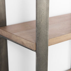 Mercana Taunton Industrial Six-Shelf Unit: Stylish Vertical Storage for Modern and Rustic Interiors, 90" Tall Brown Wood | Nickel Metal 69231-AB