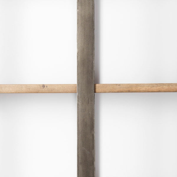 Mercana Taunton Industrial Six-Shelf Unit: Stylish Vertical Storage for Modern and Rustic Interiors, 90" Tall Brown Wood | Nickel Metal 69231-AB