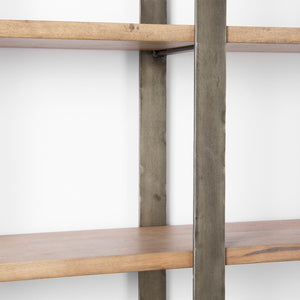 Mercana Taunton Industrial Six-Shelf Unit: Stylish Vertical Storage for Modern and Rustic Interiors, 90" Tall Brown Wood | Nickel Metal 69231-AB