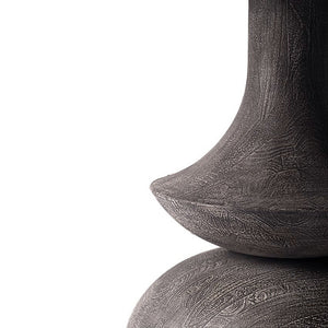 Mercana Crossman Solid Mango Wood Dining Table with Sculptural Pedestal Base for Elegant Gatherings 60" Glass Top | Dk Brown/Gray Wood Base 68748-AB