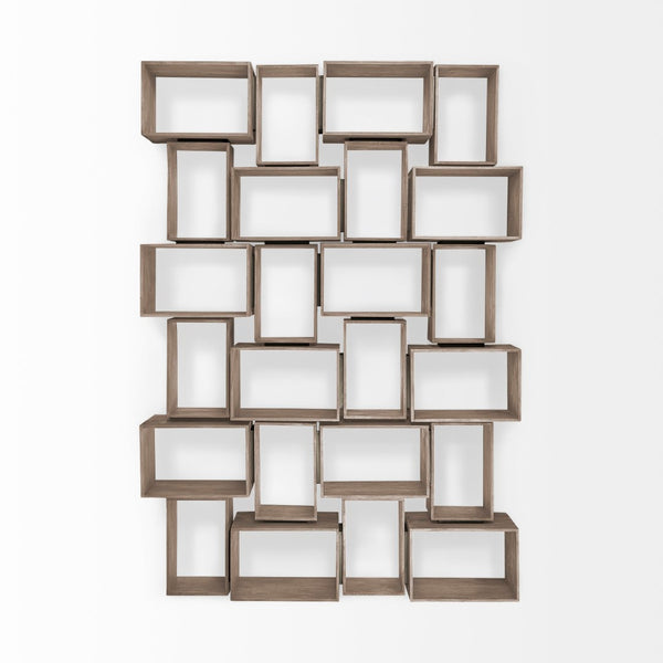 Mercana Simul Modular Shelving Unit Set of 2 - Stylish Mango Wood Design for Versatile Home Display Solutions 69229