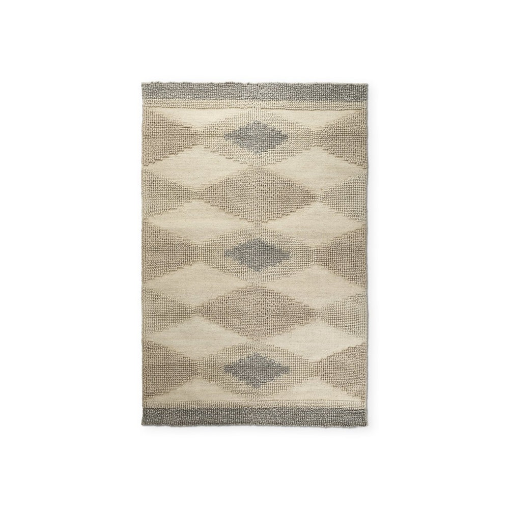 Mercana Emory Hand-Woven Gray Wool Rug - Textured Geometric Design Perfect for Modern and Boho Interiors Diamond Patterned Wool | 5x8 69499