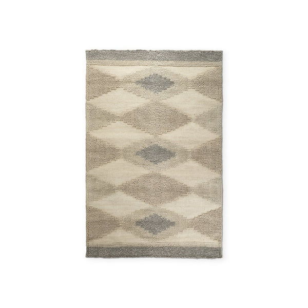 Mercana Emory Hand-Woven Gray Wool Rug - Textured Geometric Design Perfect for Modern and Boho Interiors Diamond Patterned Wool | 5x8 69499