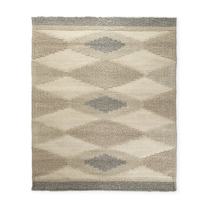 Mercana Emory Hand-Woven Gray Wool Rug - Textured Geometric Design Perfect for Modern and Boho Interiors Diamond Patterned Wool | 8x10 69500