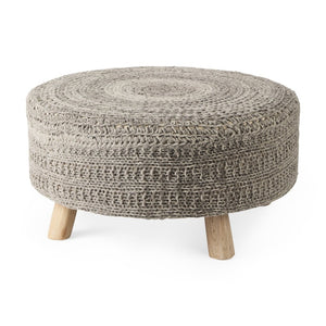 Mercana Bina Versatile Wool Stool with Solid Wood Legs – Timeless Accent for Modern Living Spaces Dark Gray Wool | Brown Wood 69513