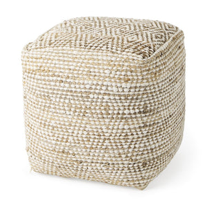 Mercana Ekani Versatile Hemp-Cotton Pouf - Multi-Purpose Accent for Coastal, Boho & Modern Interiors 69517