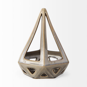 Mercana Hood Modern Geometric Ceramic Accent - Glossy White Sculptural Object for Stylish Home Decor Bronze Ceramic | 9H 69478