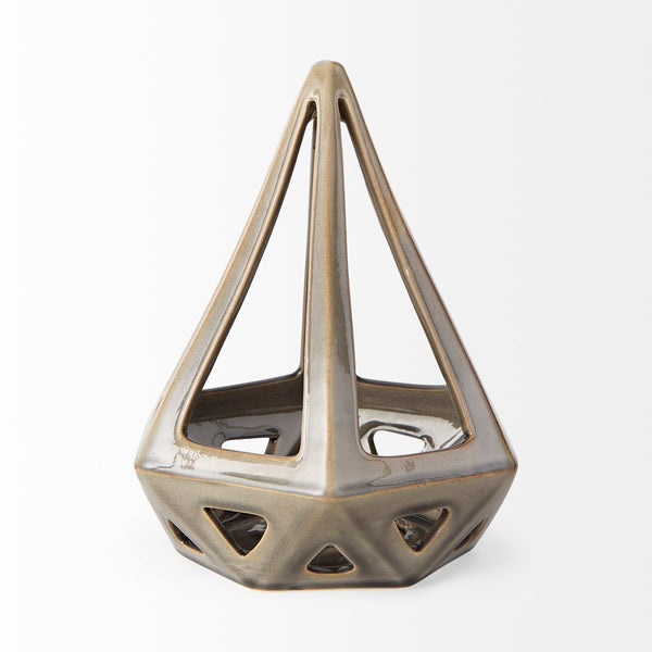 Mercana Hood Modern Geometric Ceramic Accent - Glossy White Sculptural Object for Stylish Home Decor Bronze Ceramic | 9H 69478