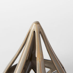 Mercana Hood Modern Geometric Ceramic Accent - Glossy White Sculptural Object for Stylish Home Decor Bronze Ceramic | 9H 69478