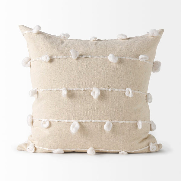 Mercana Erica Decorative Pillow Cover - Chic Coastal & Scandinavian Style for Modern Home Décor Refresh Cream/White Fabric | 20x20 68883