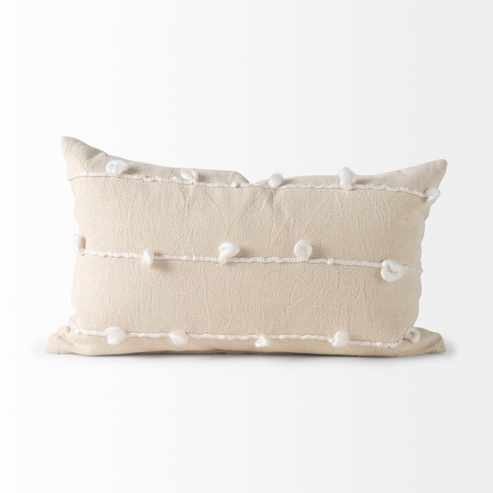 Mercana Erica Decorative Pillow Cover - Chic Coastal & Scandinavian Style for Modern Home Décor Refresh Cream/White Fabric | 13x21 68884