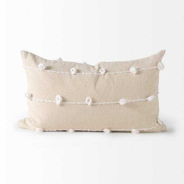 Mercana Erica Decorative Pillow Cover - Chic Coastal & Scandinavian Style for Modern Home Décor Refresh Cream/White Fabric | 13x21 68884
