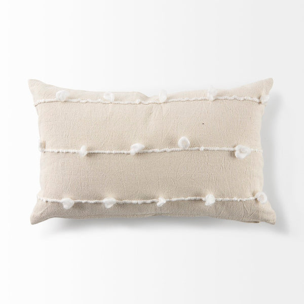 Mercana Erica Decorative Pillow Cover - Chic Coastal & Scandinavian Style for Modern Home Décor Refresh Cream/White Fabric | 13x21 68884