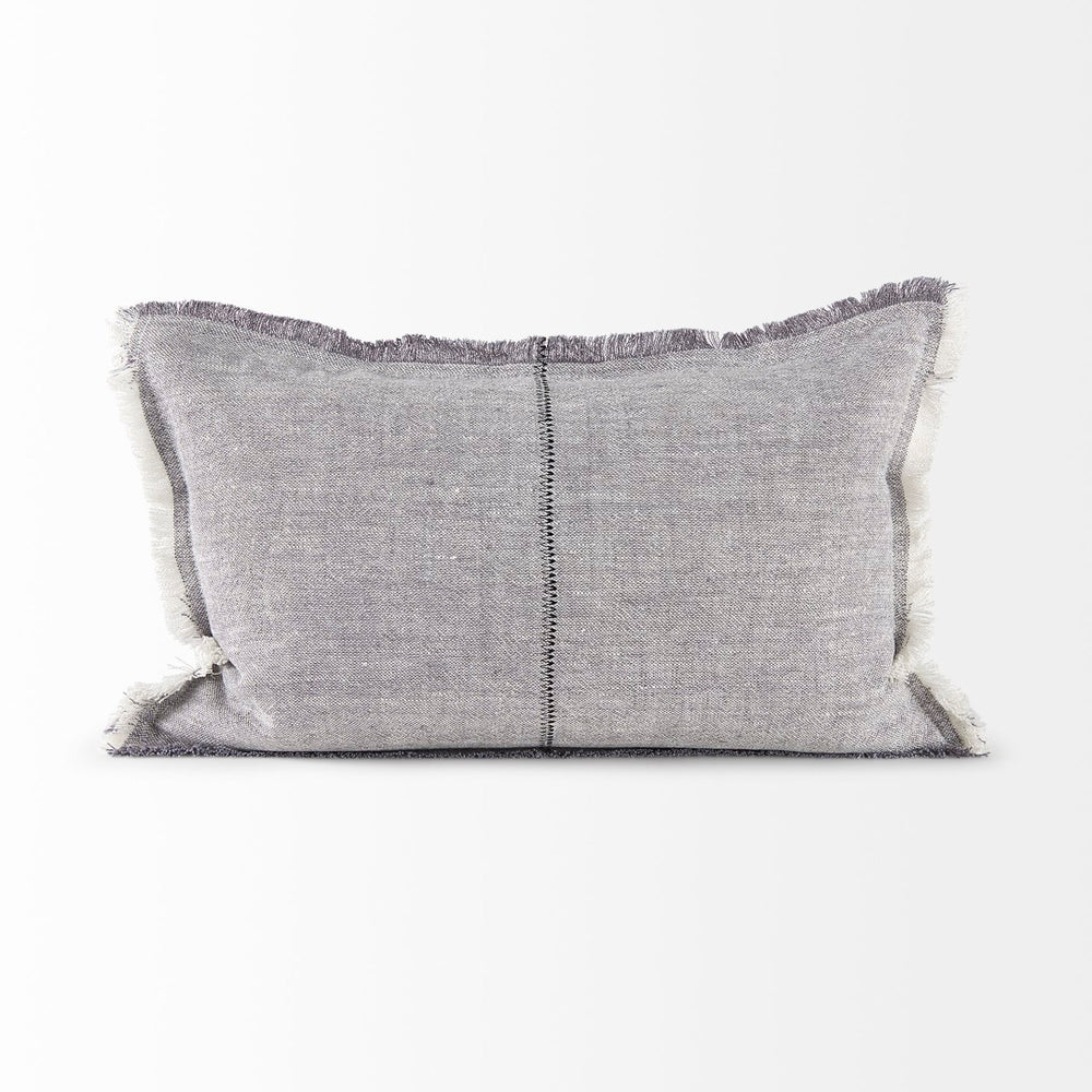 Mercana Thais Decorative Fringe Pillow Cover in Soft Blue - Elevate Your Modern Rustic Home Décor Style! Gray Fabric | 13x21 69416