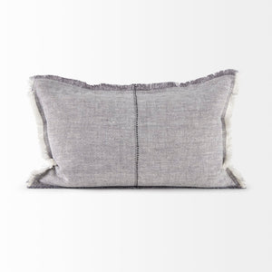 Mercana Thais Decorative Fringe Pillow Cover in Soft Blue - Elevate Your Modern Rustic Home Décor Style! Gray Fabric | 13x21 69416