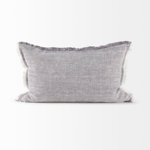 Mercana Thais Decorative Fringe Pillow Cover in Soft Blue - Elevate Your Modern Rustic Home Décor Style! Gray Fabric | 13x21 69416