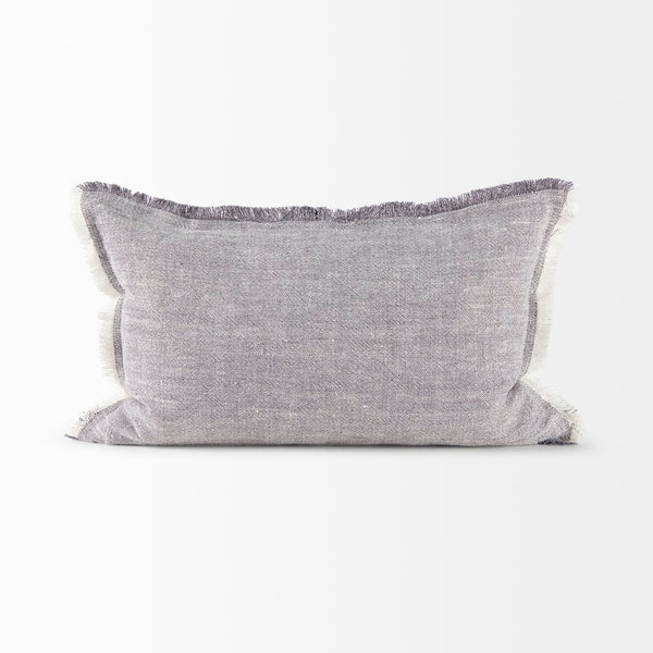Mercana Thais Decorative Fringe Pillow Cover in Soft Blue - Elevate Your Modern Rustic Home Décor Style! Gray Fabric | 13x21 69416