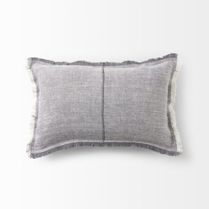 Mercana Thais Decorative Fringe Pillow Cover in Soft Blue - Elevate Your Modern Rustic Home Décor Style! Gray Fabric | 13x21 69416