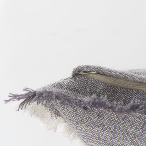 Mercana Thais Decorative Fringe Pillow Cover in Soft Blue - Elevate Your Modern Rustic Home Décor Style! Gray Fabric | 13x21 69416