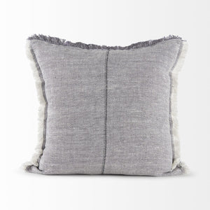 Mercana Thais Decorative Fringe Pillow Cover in Soft Blue - Elevate Your Modern Rustic Home Décor Style! Gray Fabric | 20x20 69417