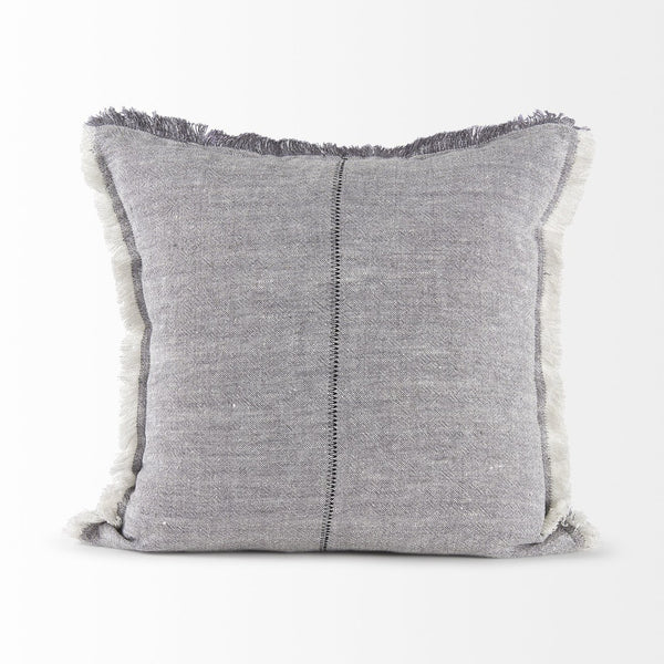 Mercana Thais Decorative Fringe Pillow Cover in Soft Blue - Elevate Your Modern Rustic Home Décor Style! Gray Fabric | 20x20 69417