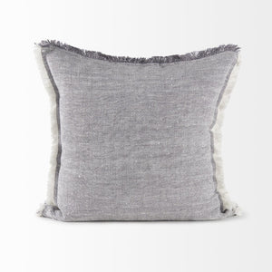 Mercana Thais Decorative Fringe Pillow Cover in Soft Blue - Elevate Your Modern Rustic Home Décor Style! Gray Fabric | 20x20 69417
