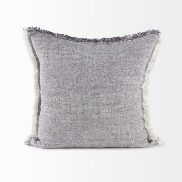 Mercana Thais Decorative Fringe Pillow Cover in Soft Blue - Elevate Your Modern Rustic Home Décor Style! Gray Fabric | 20x20 69417