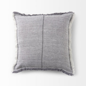 Mercana Thais Decorative Fringe Pillow Cover in Soft Blue - Elevate Your Modern Rustic Home Décor Style! Gray Fabric | 20x20 69417