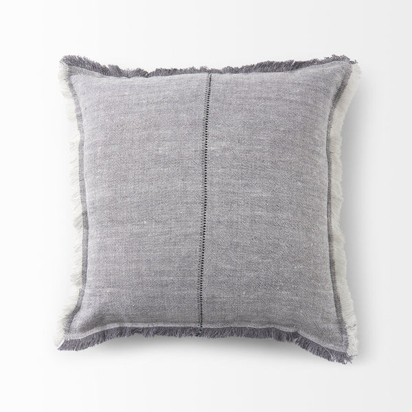 Mercana Thais Decorative Fringe Pillow Cover in Soft Blue - Elevate Your Modern Rustic Home Décor Style! Gray Fabric | 20x20 69417