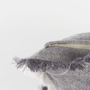 Mercana Thais Decorative Fringe Pillow Cover in Soft Blue - Elevate Your Modern Rustic Home Décor Style! Gray Fabric | 20x20 69417
