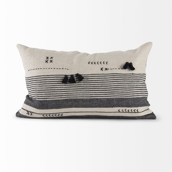 Mercana Thalia Striped and Fringed Decorative Pillow Cover – Chic Accent for Modern Farmhouse or Boho Style 69422