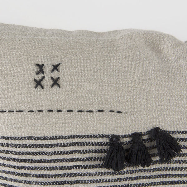 Mercana Thalia Striped and Fringed Decorative Pillow Cover – Chic Accent for Modern Farmhouse or Boho Style 69422