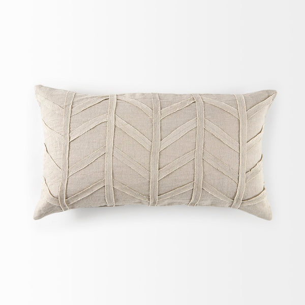 Mercana Ivivva Textured Decorative Pillow Cover for Modern Living Spaces - Versatile Neutral Accent Piece Beige Fabric | 14x26 69428