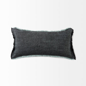 Mercana Malia Decorative Pillow Cover with Playful Fringe for Modern and Urban Home Décor Accents Black/Teal Fabric | 14x26 69436