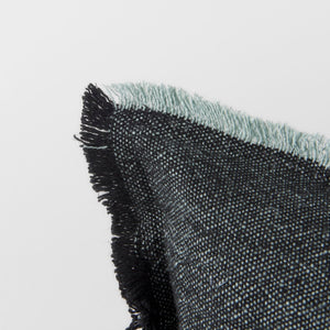 Mercana Malia Decorative Pillow Cover with Playful Fringe for Modern and Urban Home Décor Accents Black/Teal Fabric | 14x26 69436