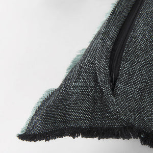 Mercana Malia Decorative Pillow Cover with Playful Fringe for Modern and Urban Home Décor Accents Black/Teal Fabric | 14x26 69436