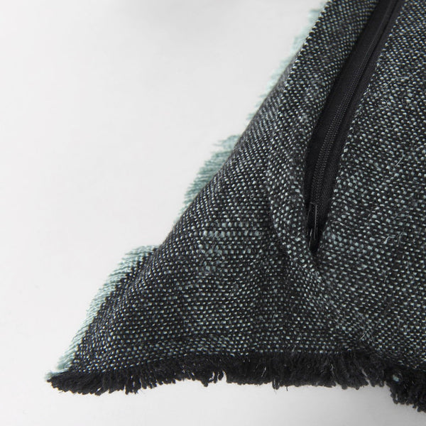 Mercana Malia Decorative Pillow Cover with Playful Fringe for Modern and Urban Home Décor Accents Black/Teal Fabric | 14x26 69436