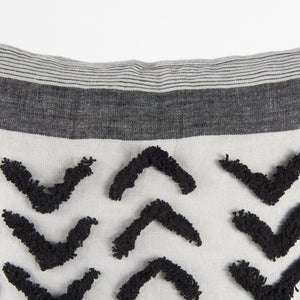 Mercana Kimia Chic Herringbone Decorative Pillow Cover with Fringed Edges for Modern Boho Home Decor White/Black Fabric | 20x20 69439