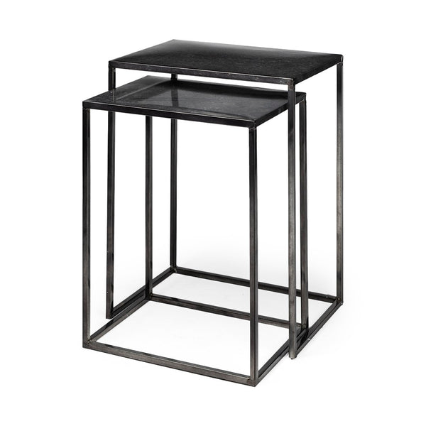 Mercana Kasey Galvanized Metal Nesting Accent Tables - Modern, Versatile Design for Stylish Living Spaces 69338