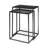 Kasey (Set of 2) 17.7L x 12.6W x 24.4H Galvanized Metal Nesting Accent Tables